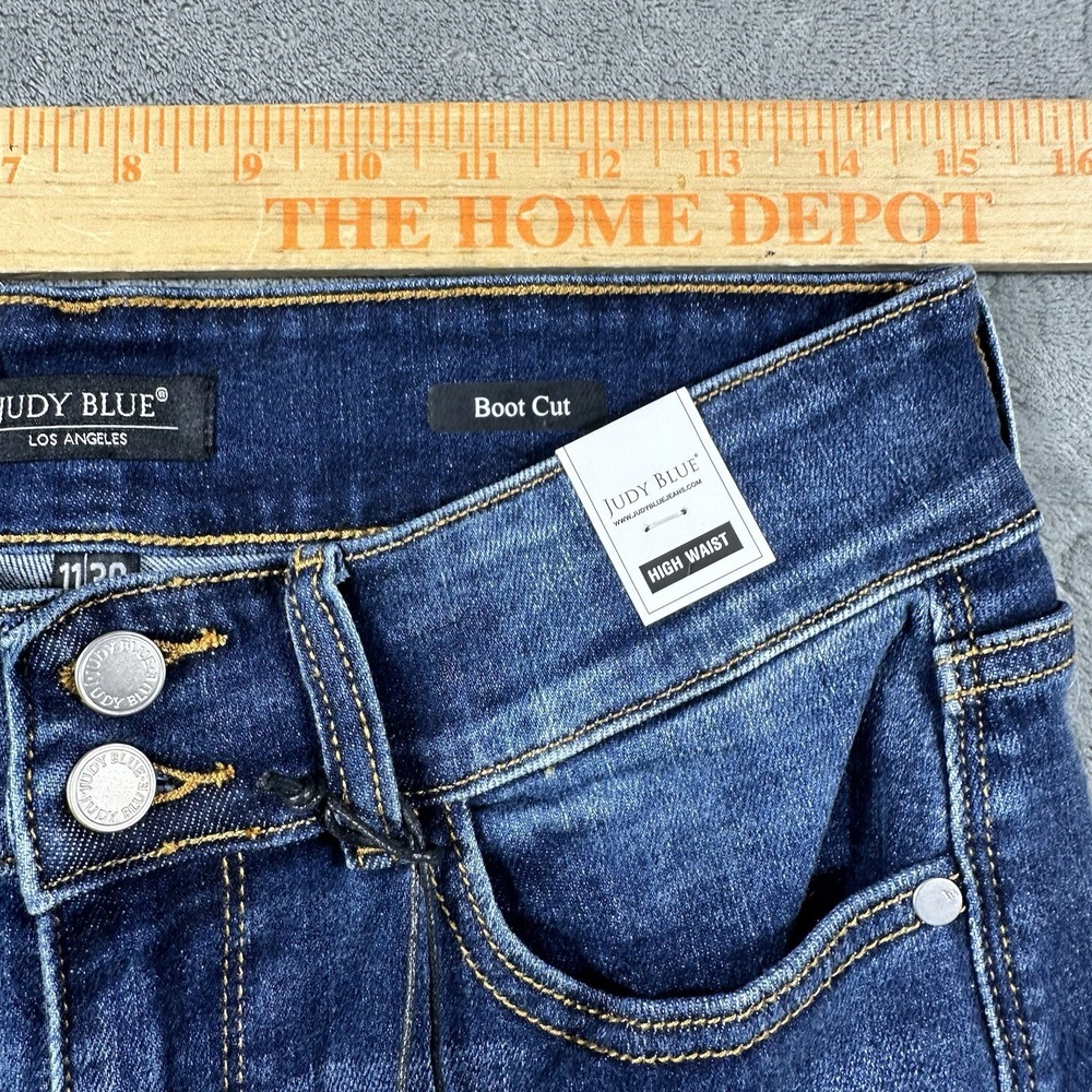Judy Blue Jeans Women 11/30 Boot Cut High Rise Frayed Hem Stretch 30x32 Boho New - Picture 5 of 13